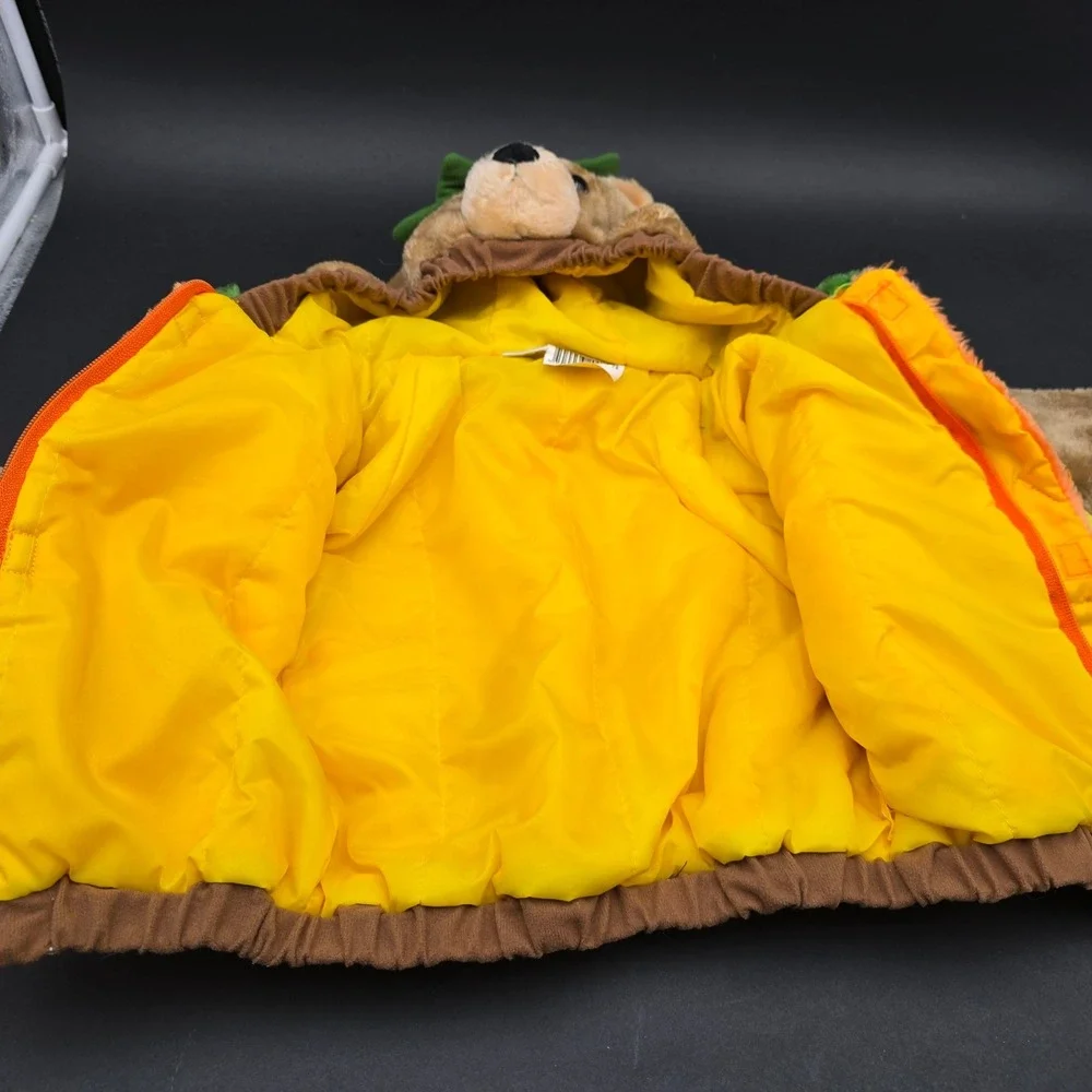 Toddler Halloween Costume Bear Pumpkin Jacket Orange Plush 12-24 Months Vintage